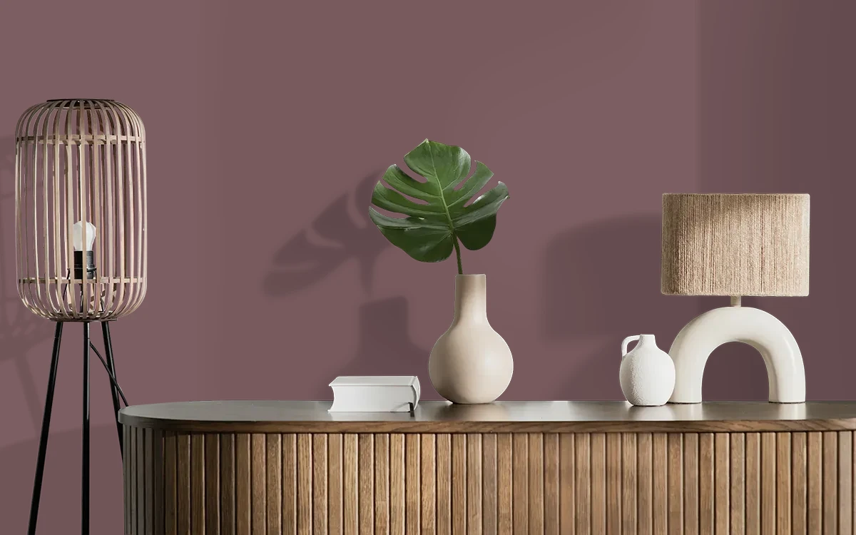 Nippon Paint's PURPLESTONE color on different wall surfaces.