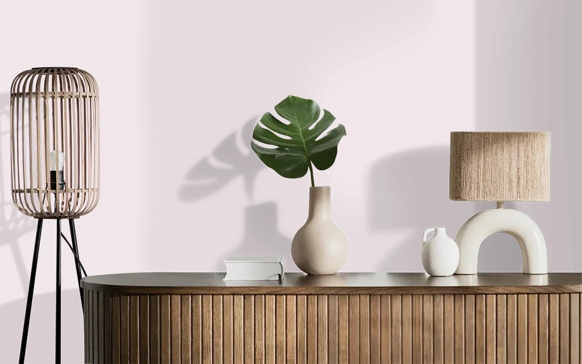 Nippon Paint's QUIET BLOOM color on different wall surfaces.