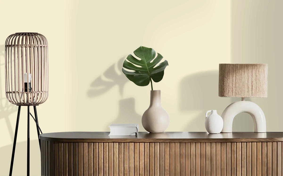 Nippon Paint's QUIET CREEK color on different wall surfaces.