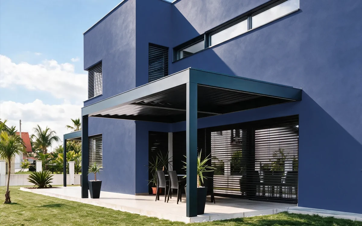 Nippon Paint's RADDISON BLU color on different wall surfaces.