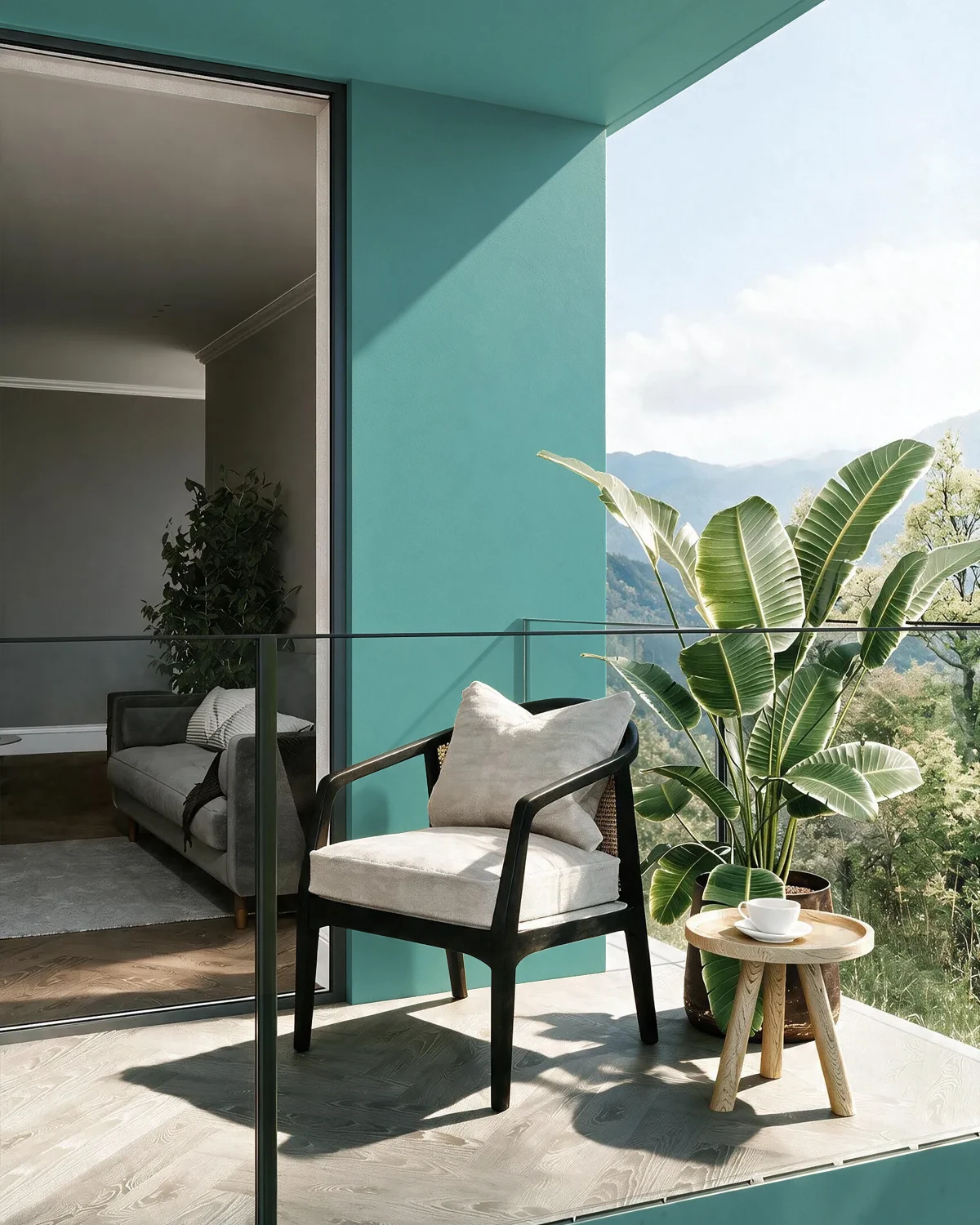 Nippon Paint's RAGING RIVER color on a beautifully decorated wall.