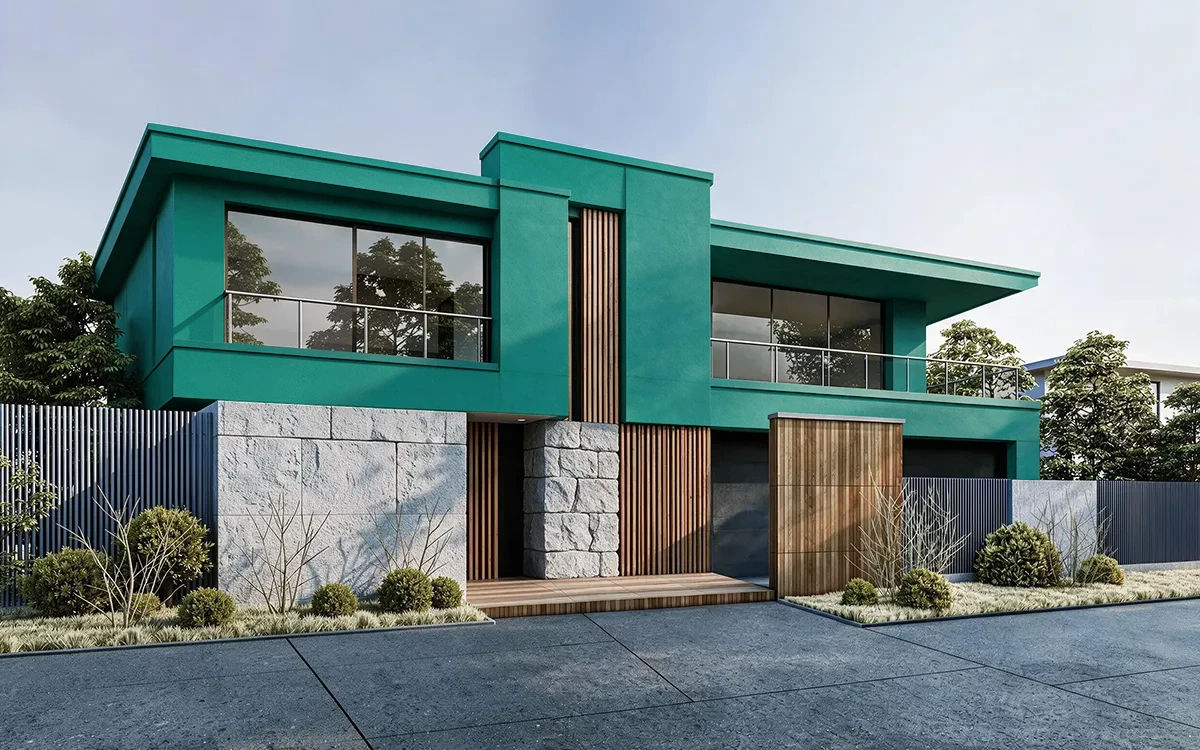 Nippon Paint's RAGING WATERS color on different wall surfaces.