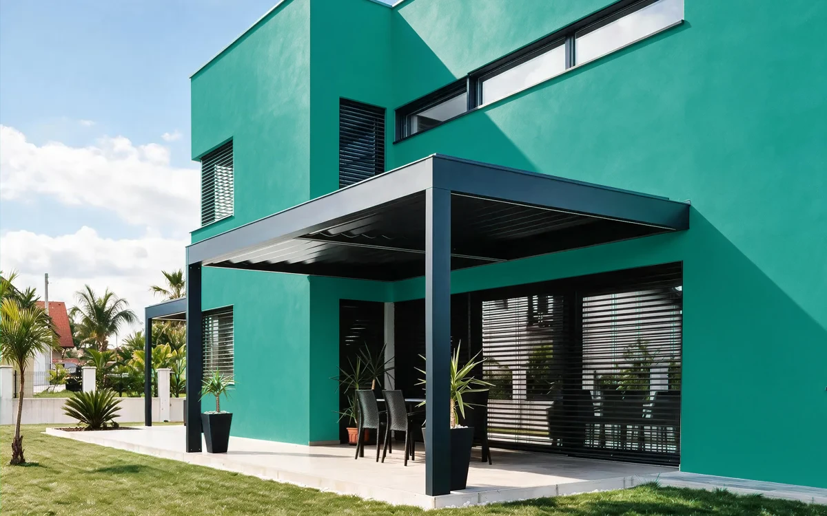 Nippon Paint's RAGING WATERS color on different wall surfaces.