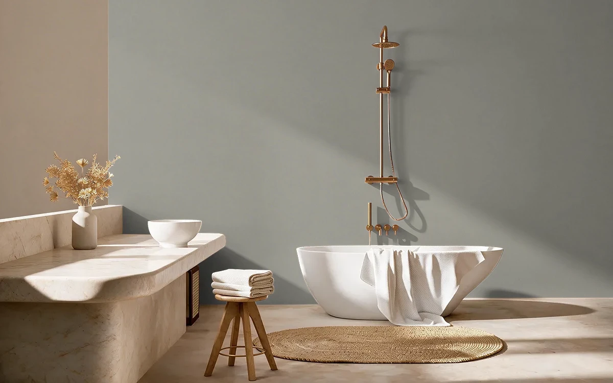 Nippon Paint's RAIL ROAD color on different wall surfaces.