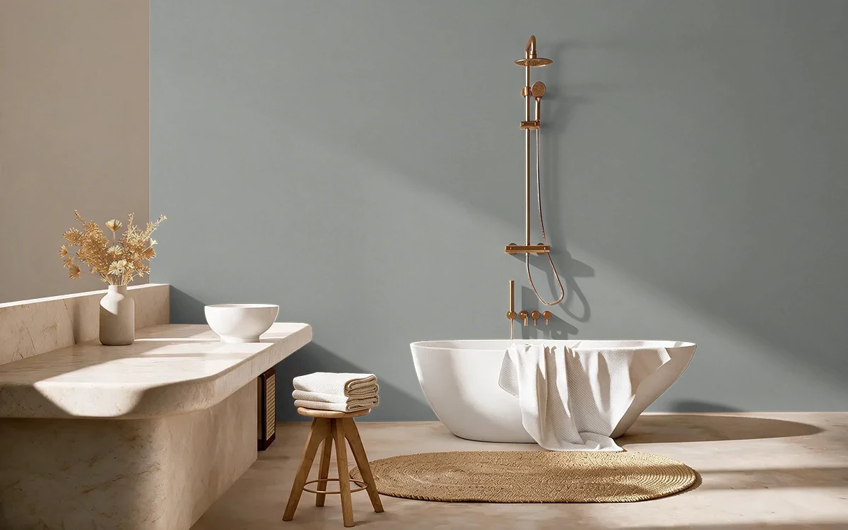 Nippon Paint's RAINCLOUDS color on different wall surfaces.