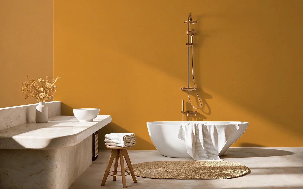 Nippon Paint's RANDOM ORANGE color on different wall surfaces.