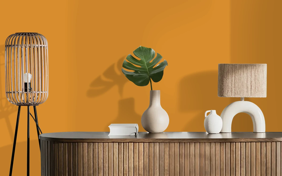 Nippon Paint's RANDOM ORANGE color on different wall surfaces.
