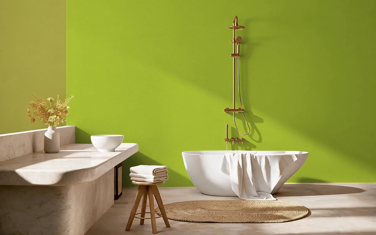 Nippon Paint's RASBORA color on different wall surfaces.