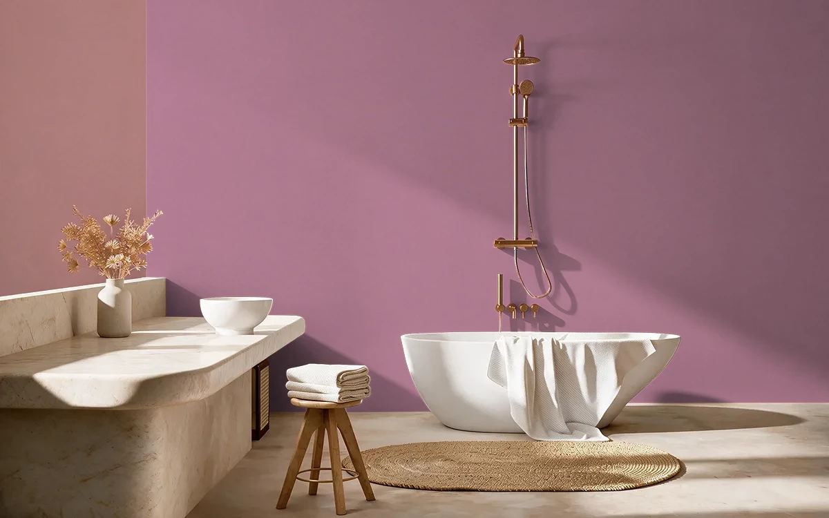 Nippon Paint's RASPBERRY BEADS color on different wall surfaces.