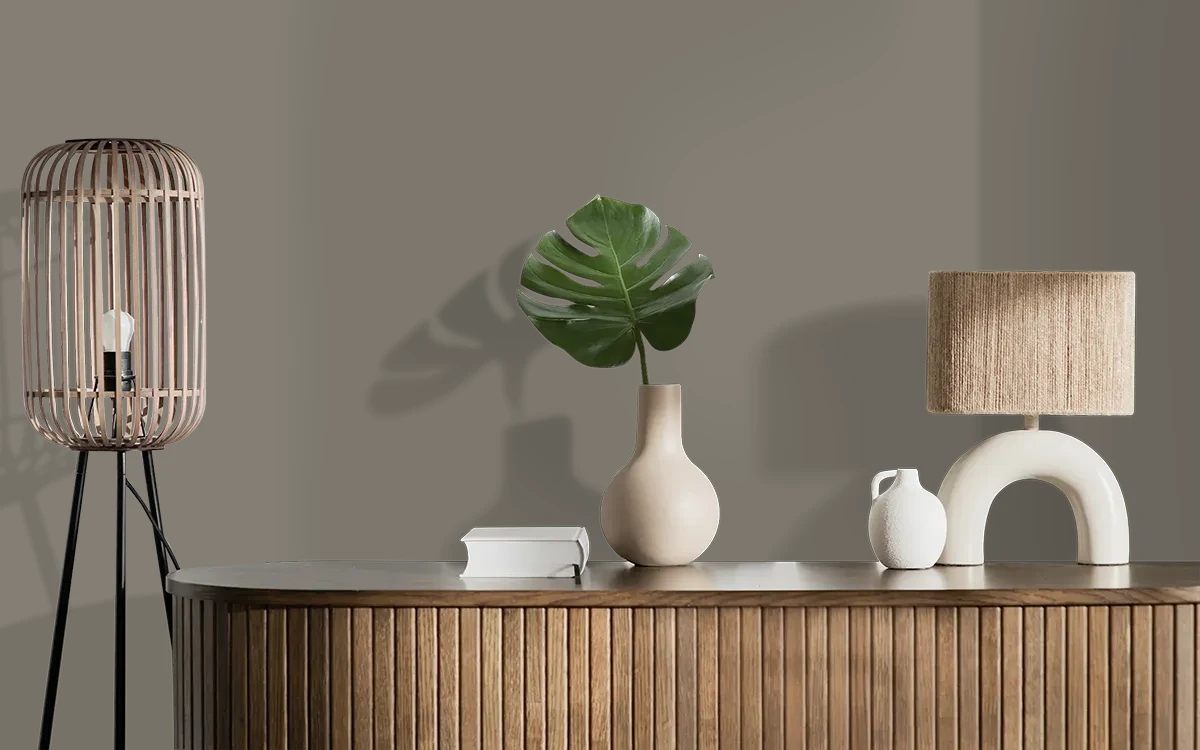 Nippon Paint's RAVEN FEATHERS color on different wall surfaces.