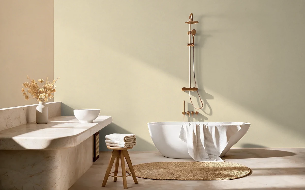 Nippon Paint's RAY OF HOPE color on different wall surfaces.