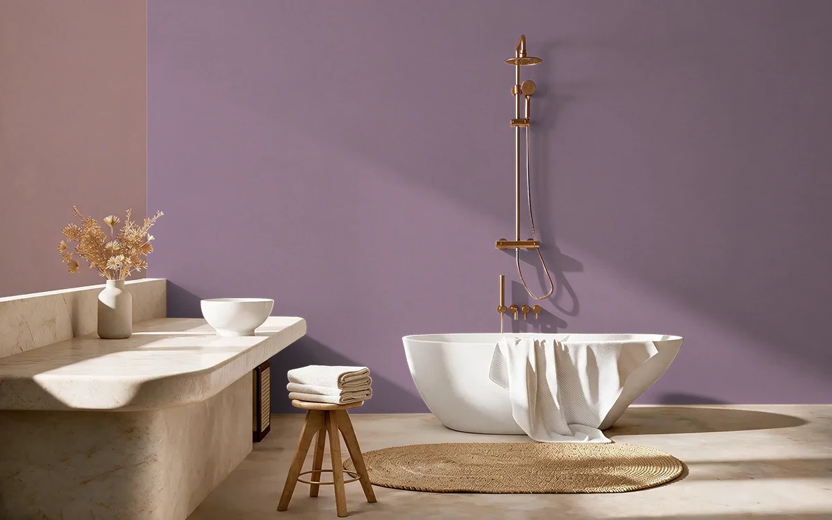 Nippon Paint's RAZZLE DAZZLE color on different wall surfaces.
