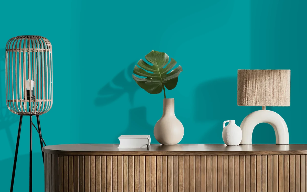 Nippon Paint's REAL TEAL color on different wall surfaces.