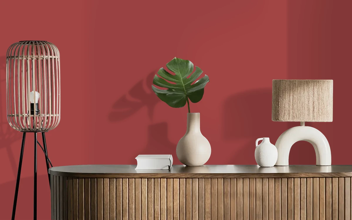 Nippon Paint's RED APPLES color on different wall surfaces.