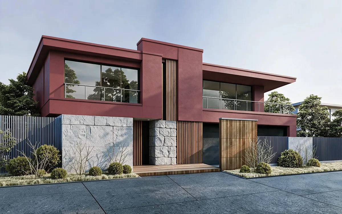 Nippon Paint's RED APPLES color on different wall surfaces.