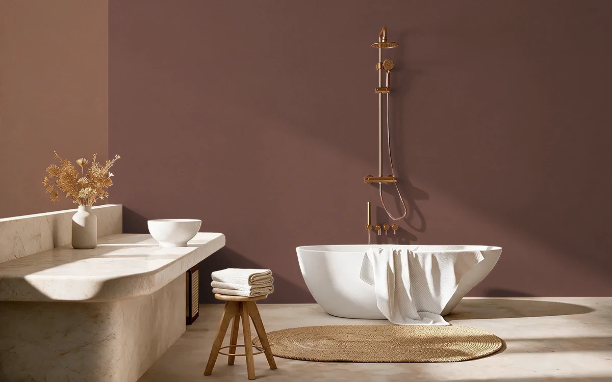 Nippon Paint's RED EARTH color on different wall surfaces.