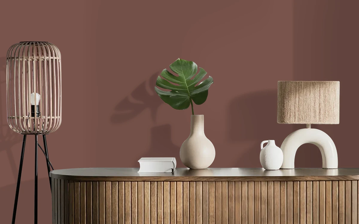 Nippon Paint's RED EARTH color on different wall surfaces.