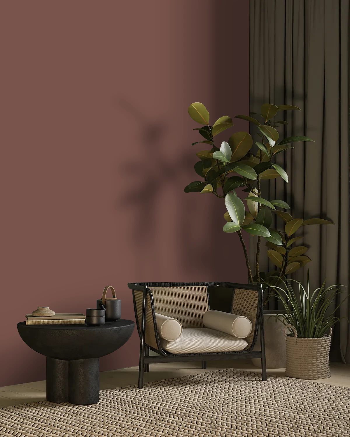 Nippon Paint's RED EARTH color on a beautifully decorated wall.