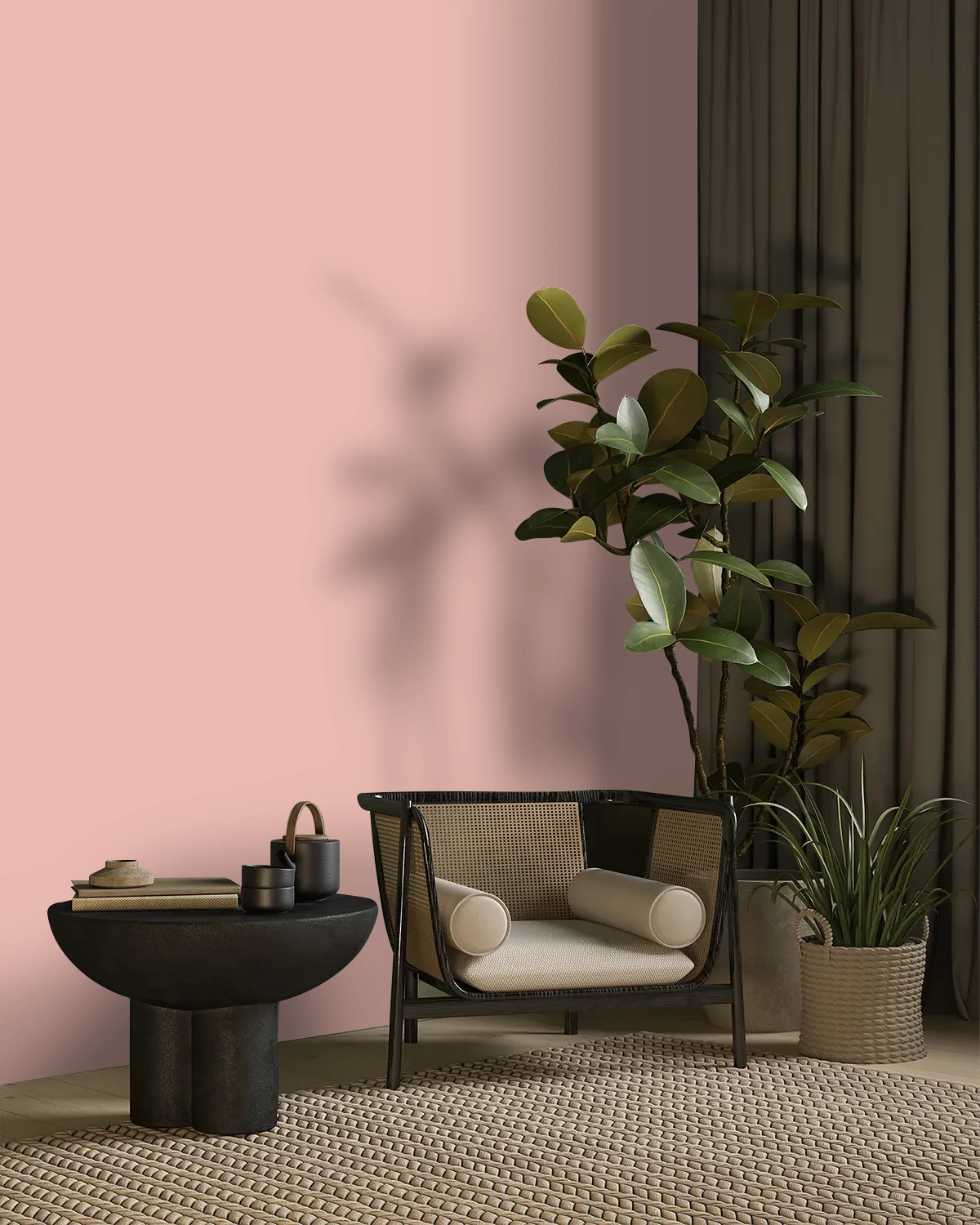 Nippon Paint's RED VORTEX color on a beautifully decorated wall.