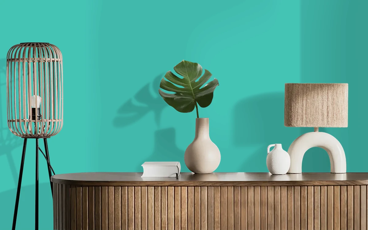 Nippon Paint's REGAL TEAL color on different wall surfaces.