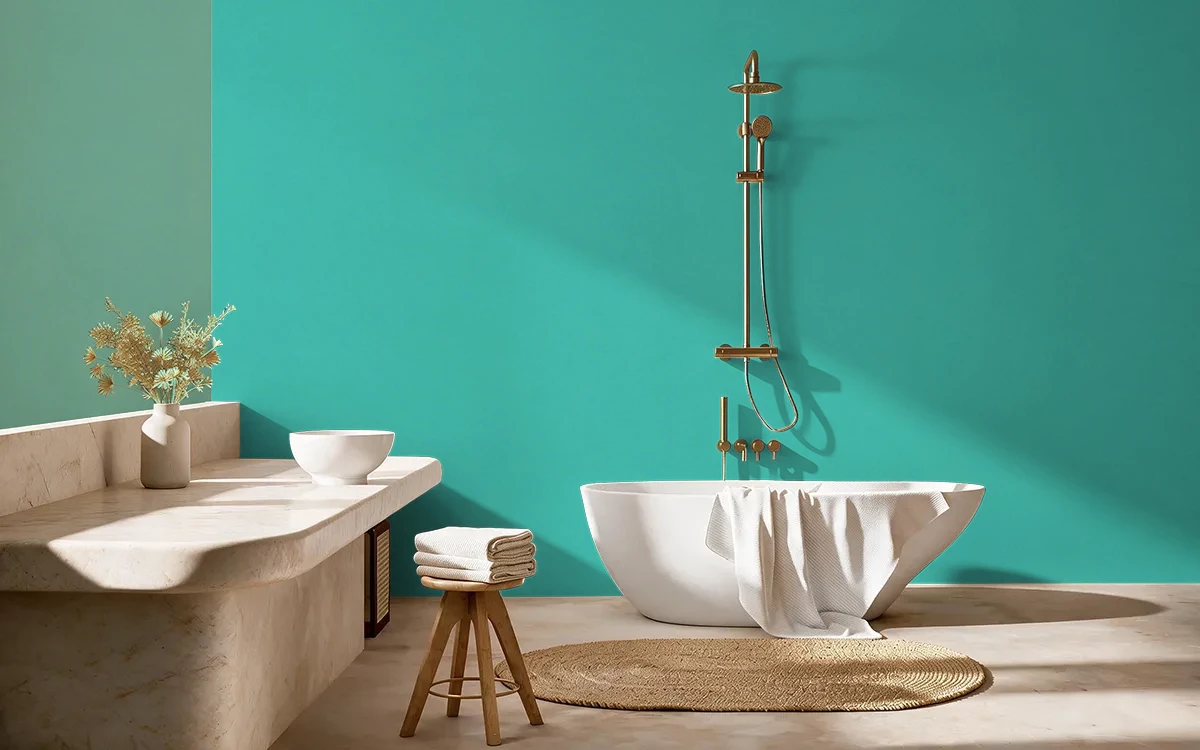 Nippon Paint's REGAL TEAL color on different wall surfaces.