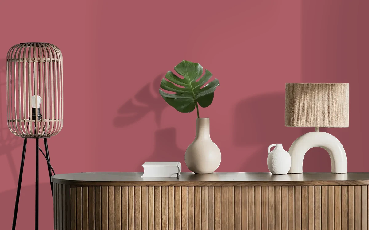 Nippon Paint's REMEMBER ROSE color on different wall surfaces.