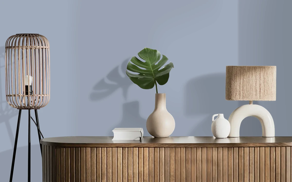 Nippon Paint's RINGO BLUE color on different wall surfaces.