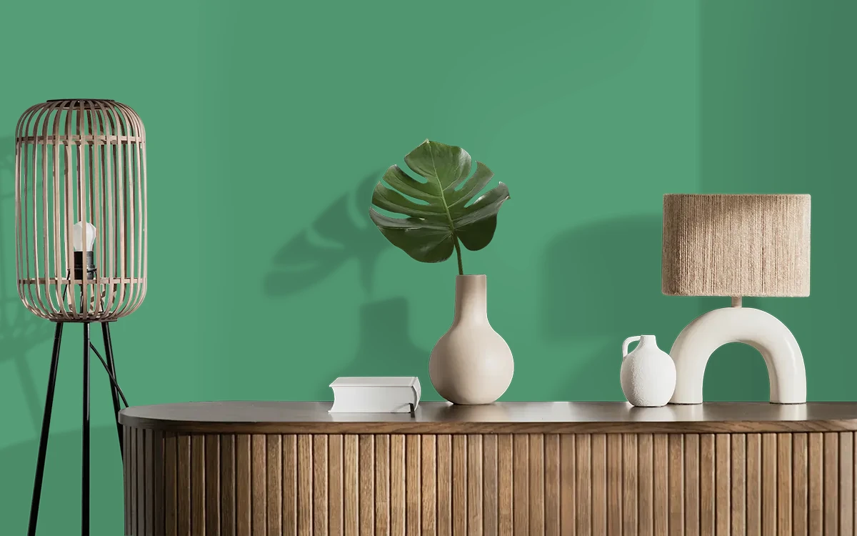 Nippon Paint's RIVER REGATTA color on different wall surfaces.