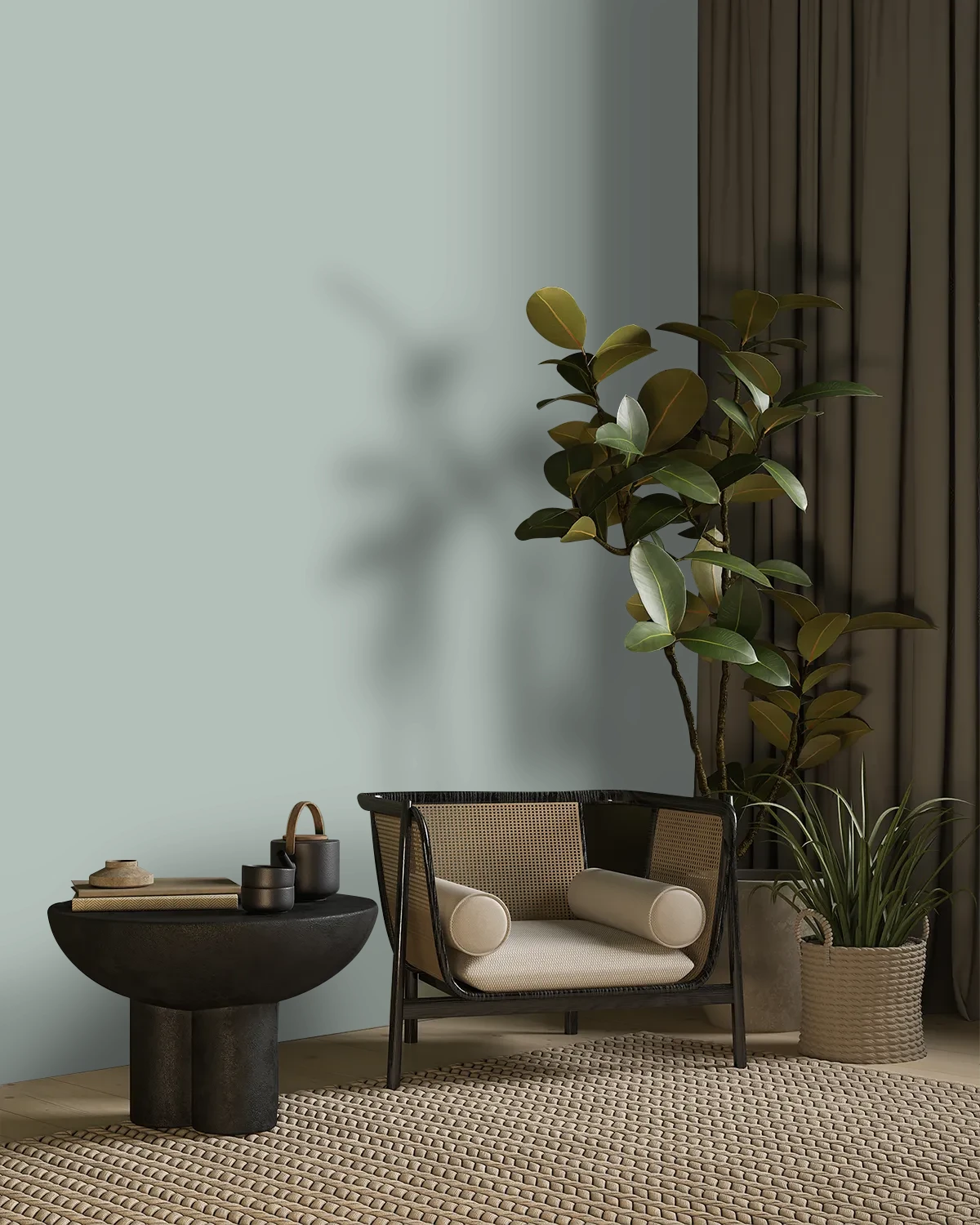 Nippon Paint's RIVER WATERS color on a beautifully decorated wall.