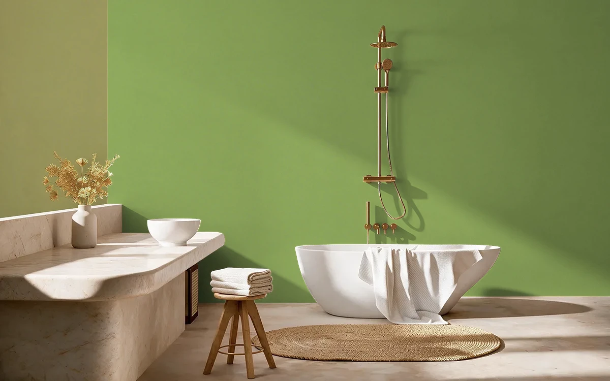 Nippon Paint's ROBIN'S HOOD color on different wall surfaces.
