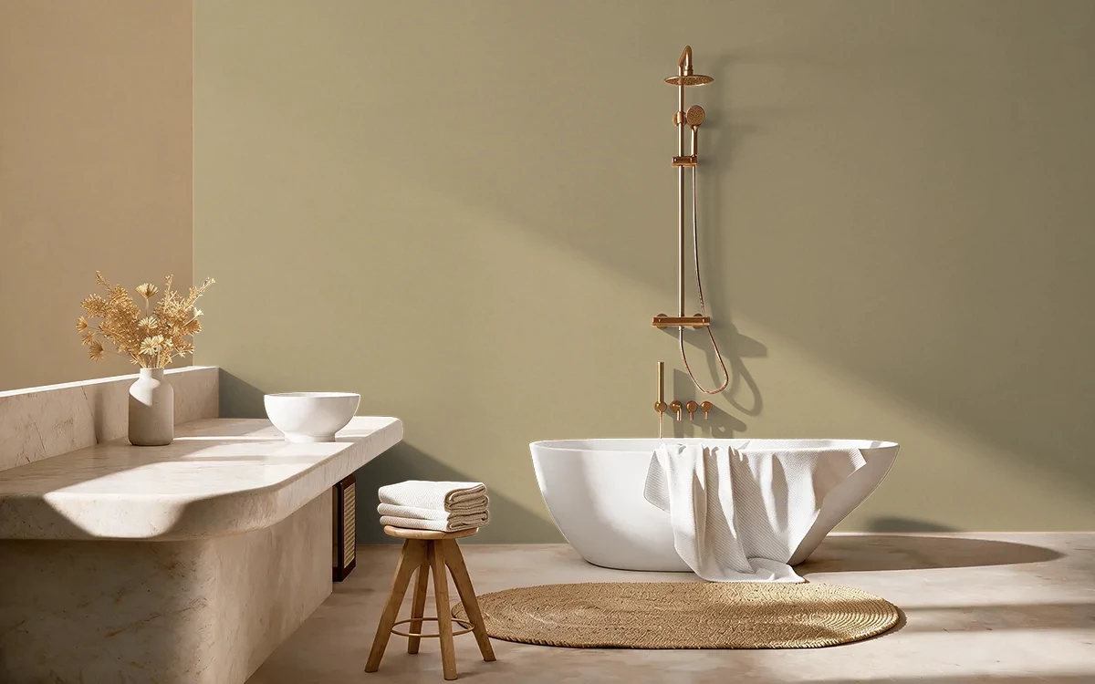 Nippon Paint's ROLLED LOGS color on different wall surfaces.
