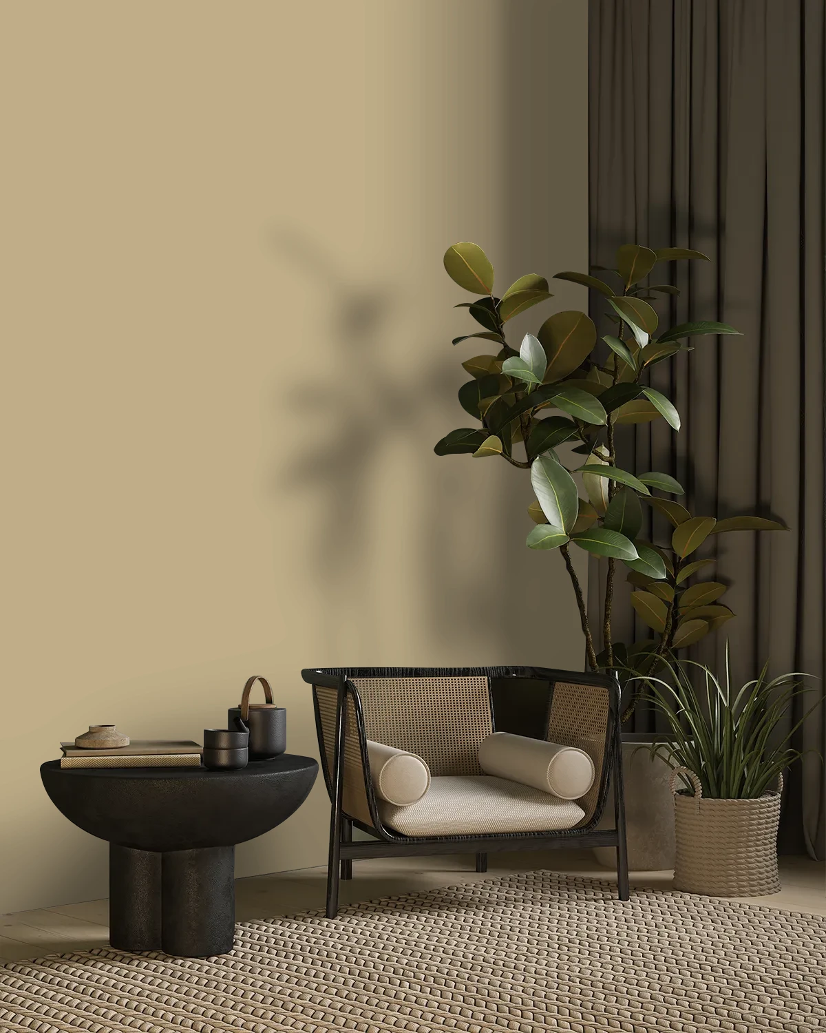 Nippon Paint's ROLLED LOGS color on a beautifully decorated wall.
