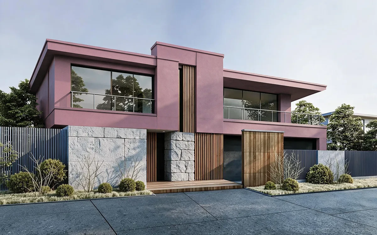 Nippon Paint's ROSE BUD color on different wall surfaces.