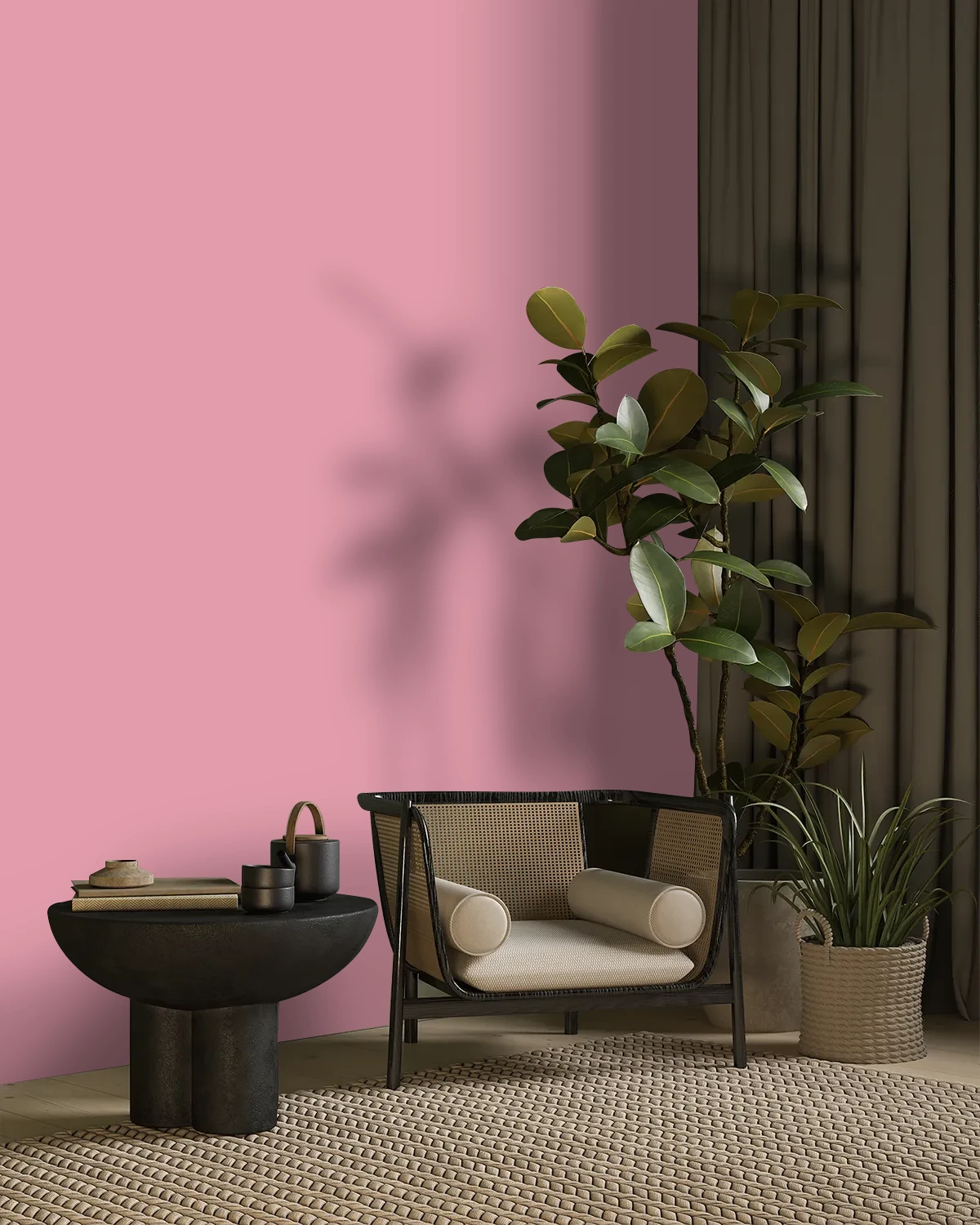 Nippon Paint's ROSE BUNDLE color on a beautifully decorated wall.