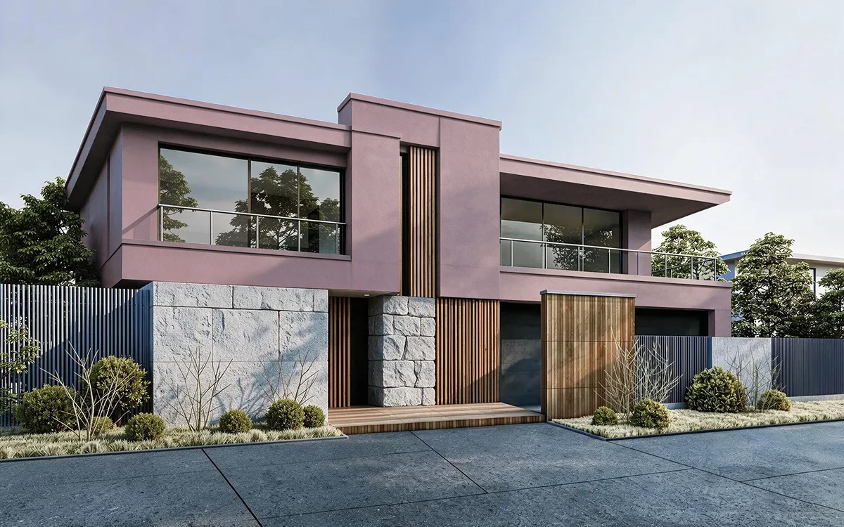 Nippon Paint's ROSE EMBERS color on different wall surfaces.