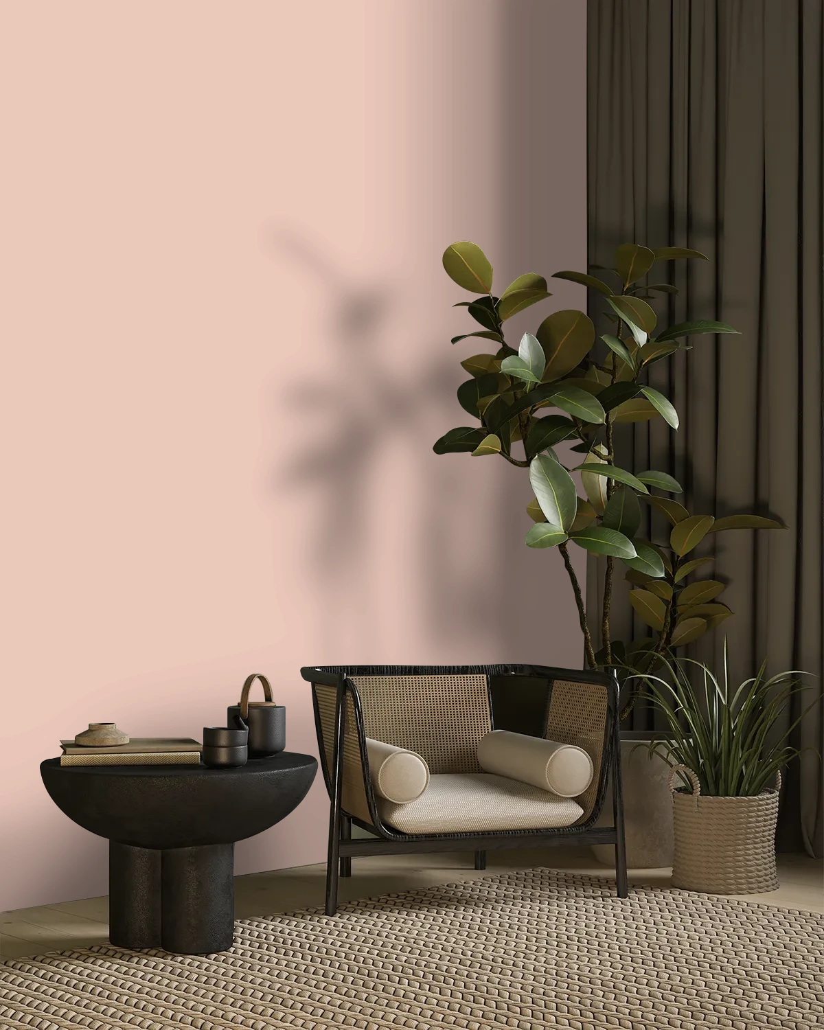 Nippon Paint's ROSE RADIANCE color on a beautifully decorated wall.