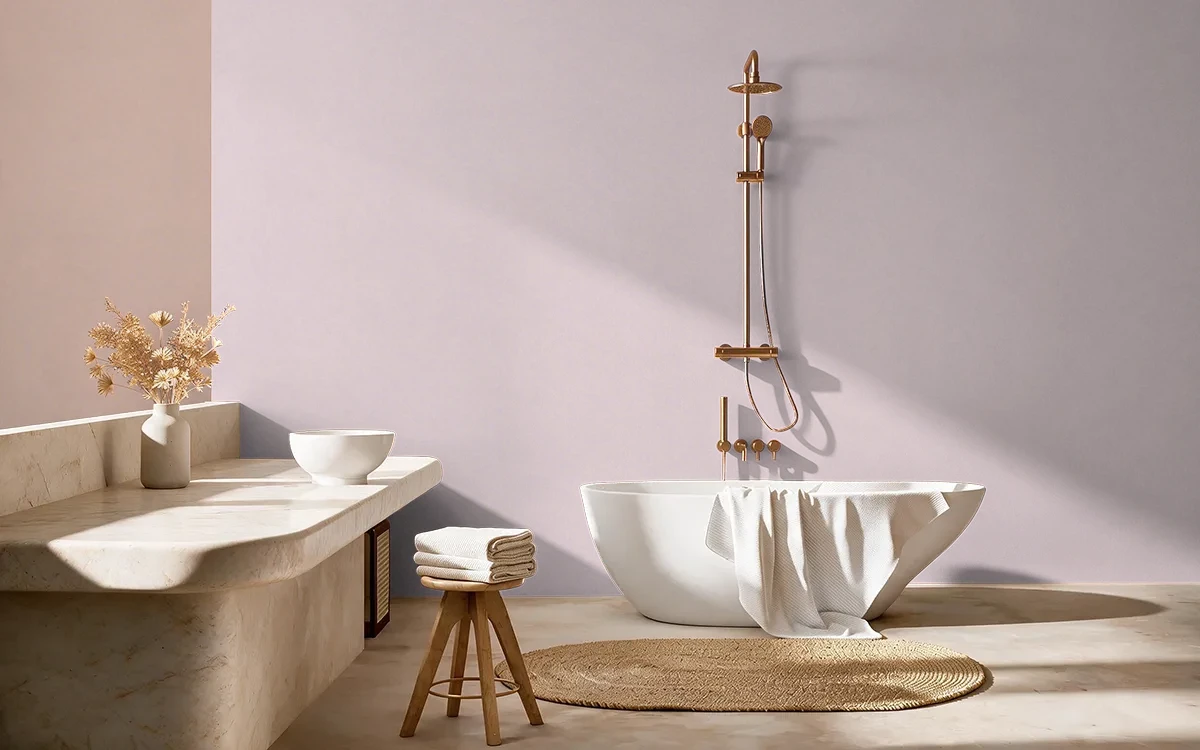 Nippon Paint's ROSETTE color on different wall surfaces.