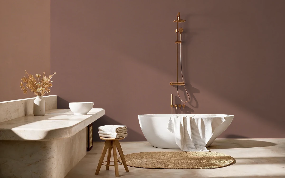 Nippon Paint's ROXBURY BROWN color on different wall surfaces.