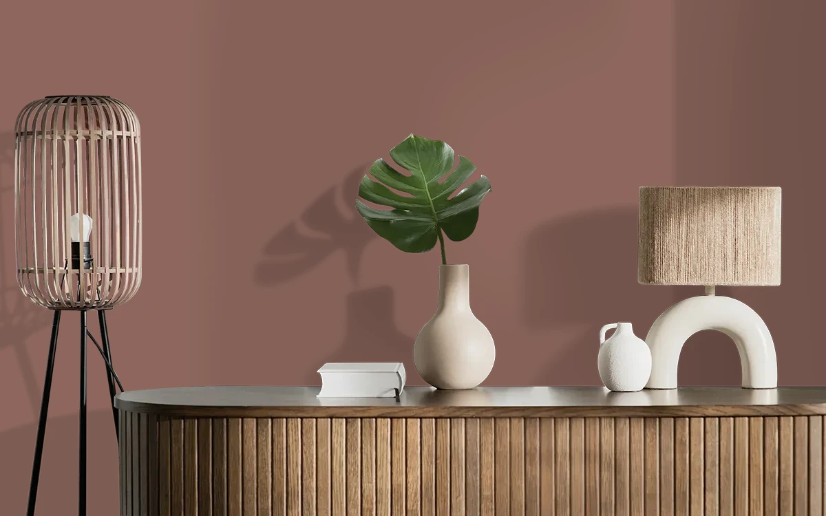 Nippon Paint's ROXBURY BROWN color on different wall surfaces.