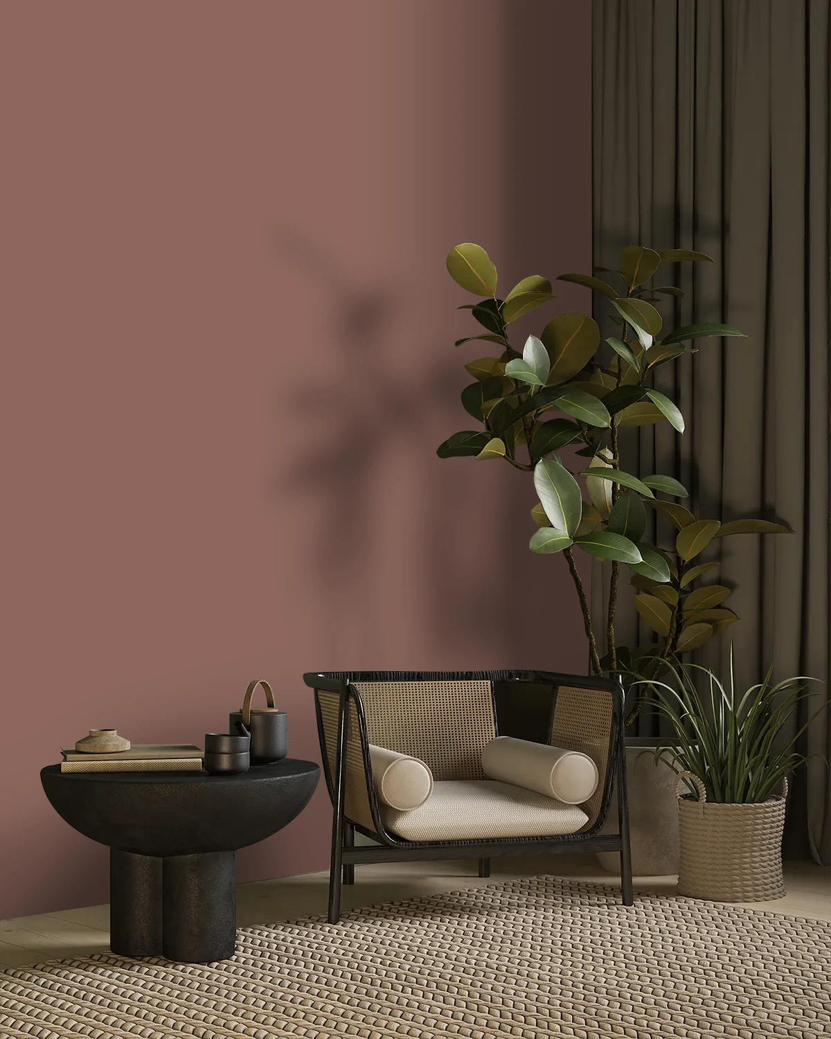 Nippon Paint's ROXBURY BROWN color on a beautifully decorated wall.