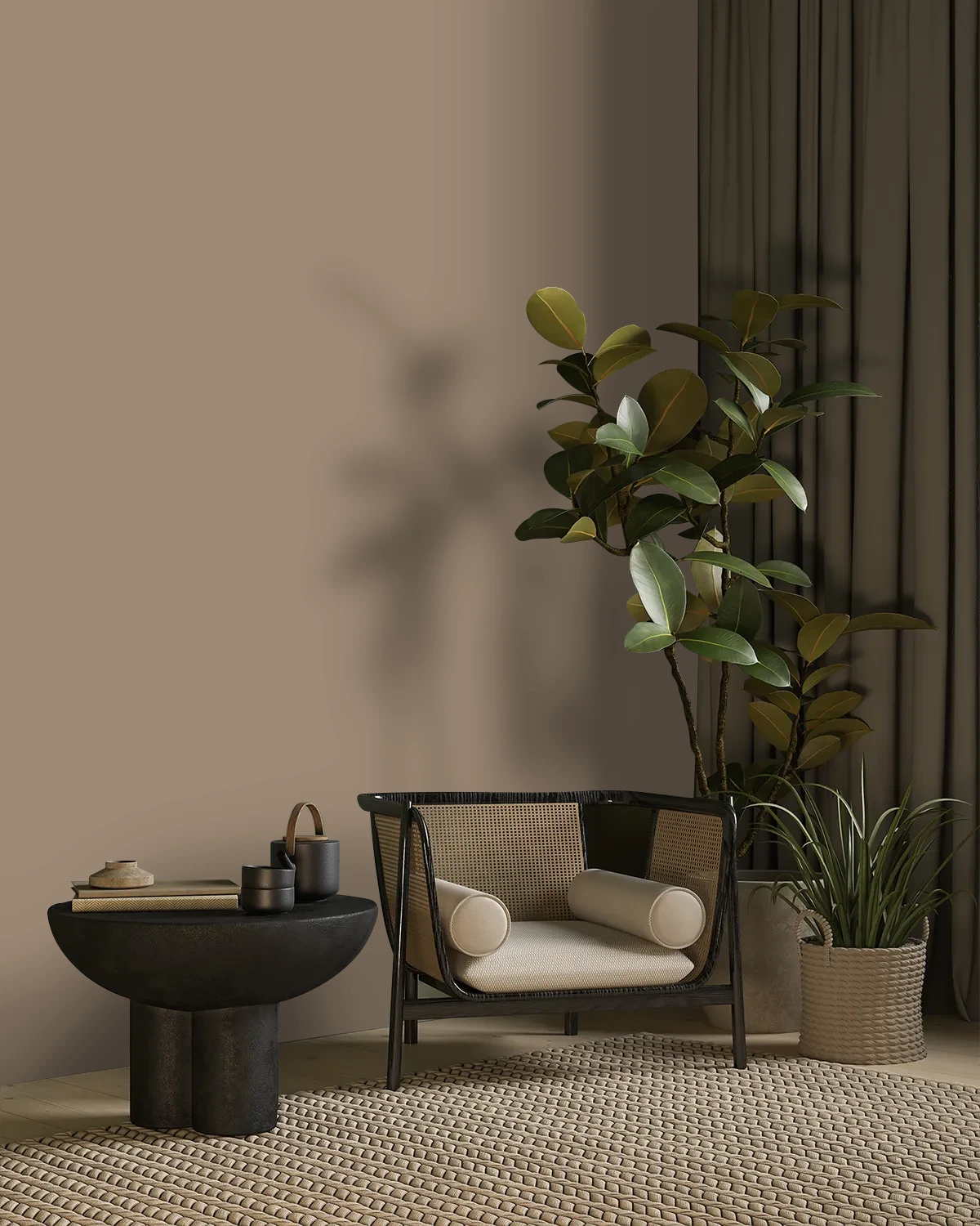Nippon Paint's RUSTIC BROWN color on a beautifully decorated wall.