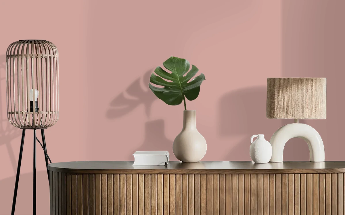 Nippon Paint's RUSTIC EMBER color on different wall surfaces.