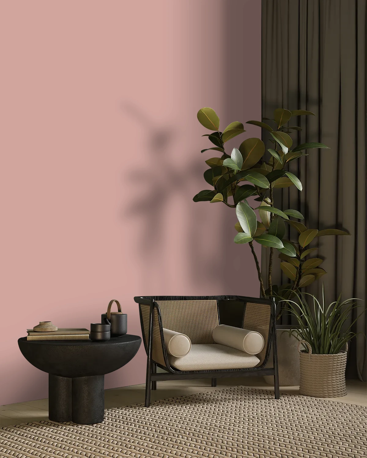 Nippon Paint's RUSTIC EMBER color on a beautifully decorated wall.