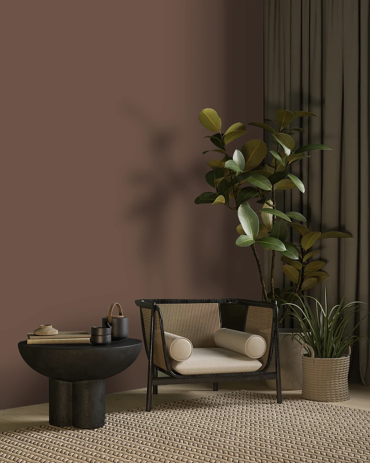 Nippon Paint's SADDLE BROWN color on a beautifully decorated wall.