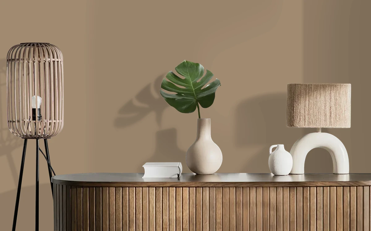 Nippon Paint's SADDLE UP color on different wall surfaces.