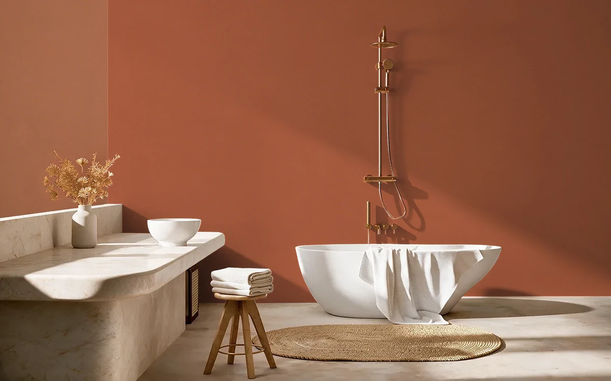 Nippon Paint's SAFFRON DREAM color on different wall surfaces.