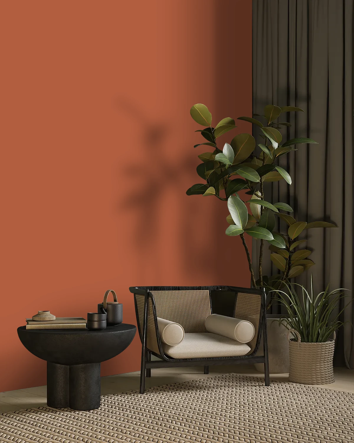 Nippon Paint's SAFFRON DREAM color on a beautifully decorated wall.