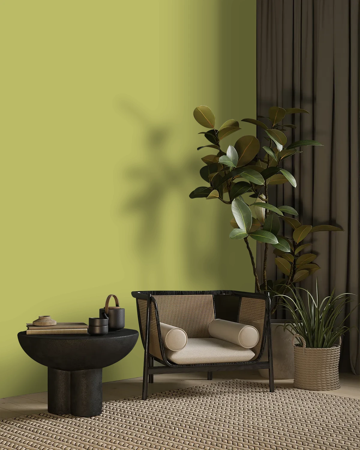 Nippon Paint's SAGE GLEAM color on a beautifully decorated wall.