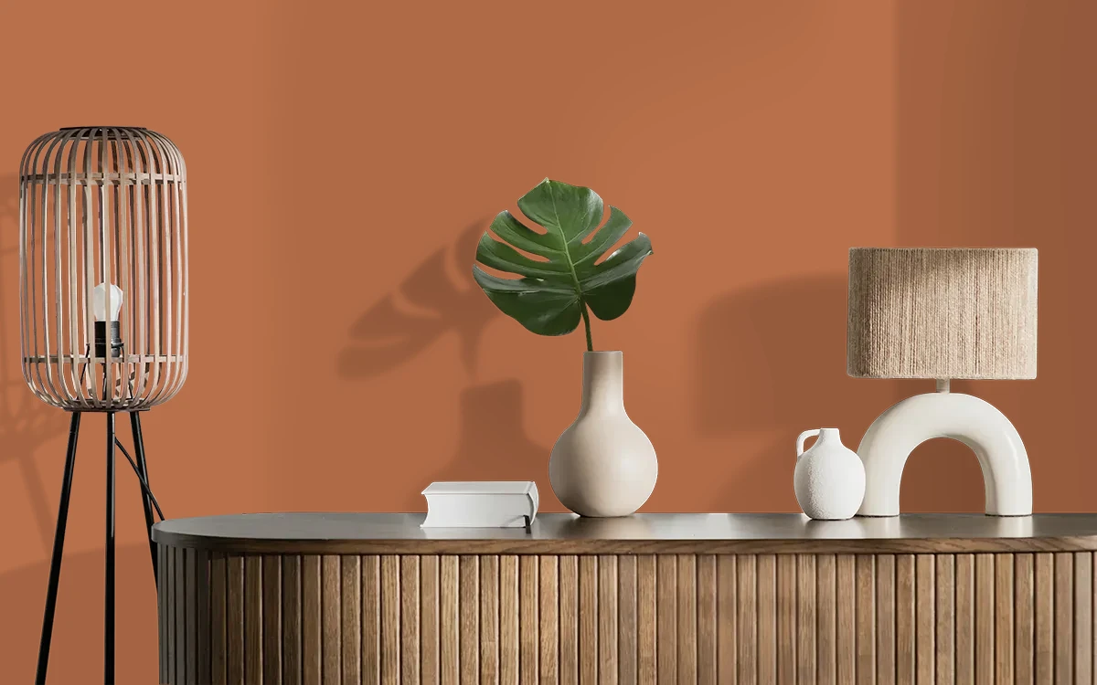 Nippon Paint's SALTED CARAMEL color on different wall surfaces.