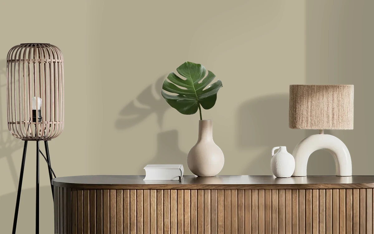 Nippon Paint's SAND TEMPTATION color on different wall surfaces.